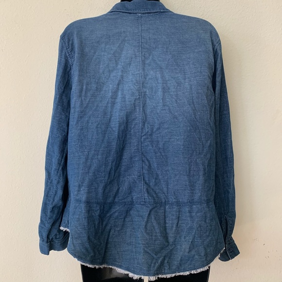 Bella Dahl Corduroy Denim Frayed Hem Button Up Shirt - Picture 8 of 11